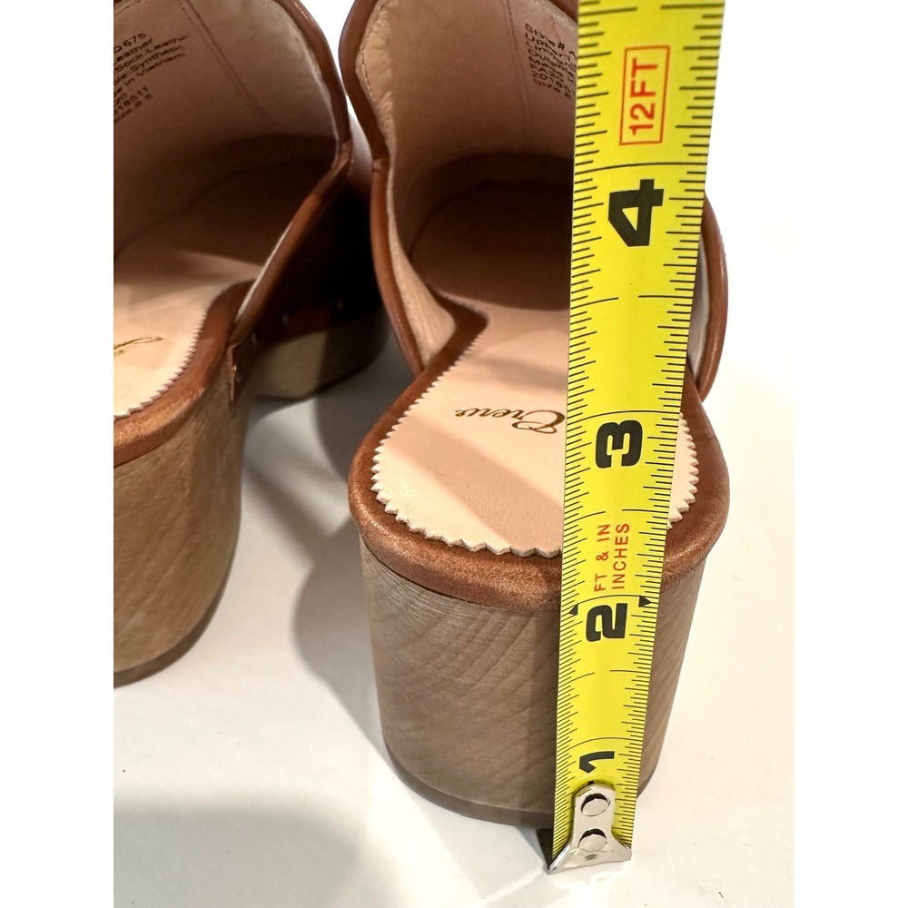 J.Crew‎ Boho Leather Clogs Tan Brown Gold Studded Mule Block Heel AQ675 Size 6.5 - Picture 7 of 7